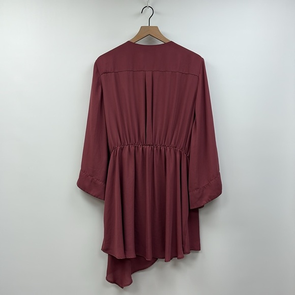 City Chic Shibara Vibes Surplice V-Neck Wrap Crepe Tunic Blouse Mauve Purple 20 - Picture 7 of 10
